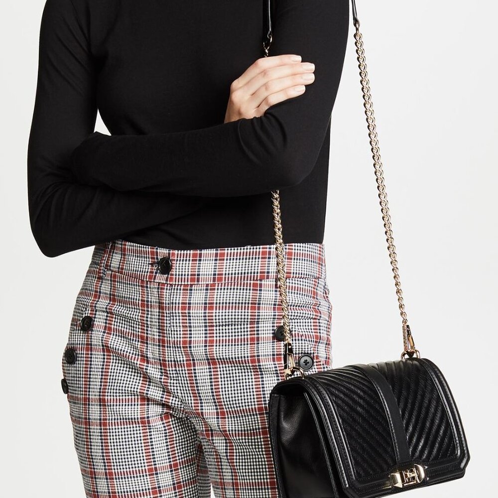 NEW Authentic Rebecca Minkoff Medium Chevron Quilted Leather Love Crossbody Bag